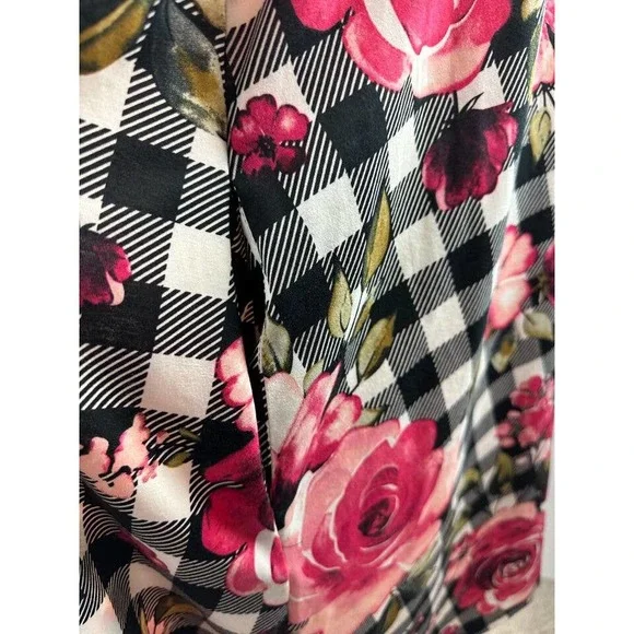 Lularoe Jessie Dress Pockets Scoop Neck Plaid Floral Short Sleeve Plus Size 3XL - Picture 4 of 6